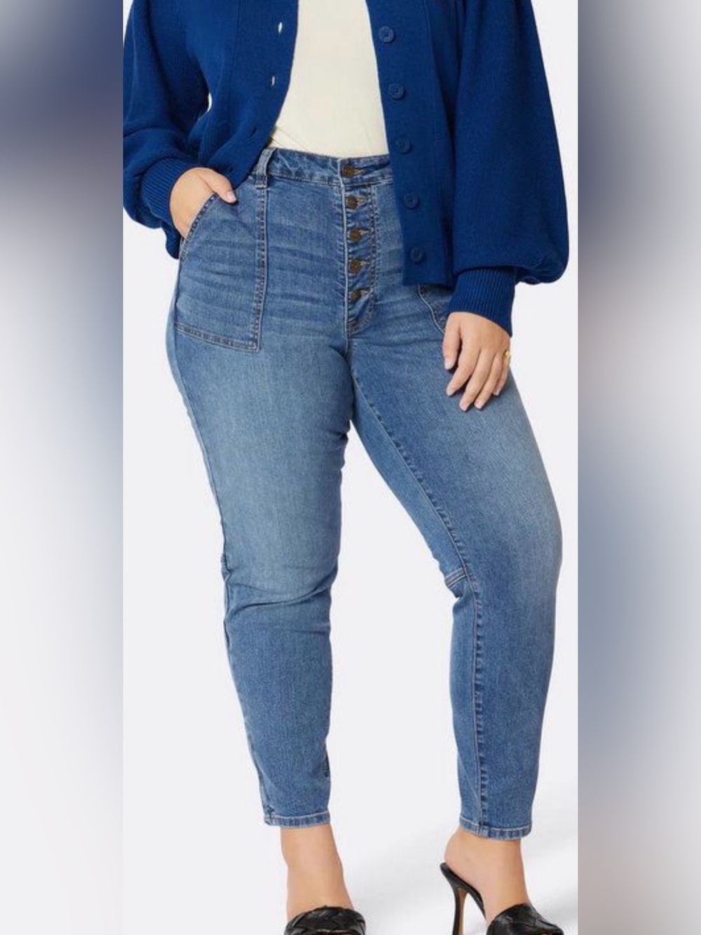 JOIE Maxine Park Skinny Jeans Orlando blue stretch button fly high ankle zip 16W